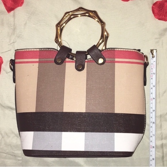 Plaid bag/purse with cross body strap inside - Picture 2 of 4